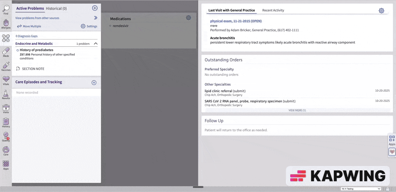 Problem drafting workflow in athenahealth showing active problems and diagnosis suggestions